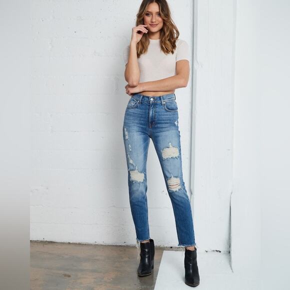 REVICE | Denim Uptown Distressed Jeans in Roadtrip Wash - Picture 1 of 8